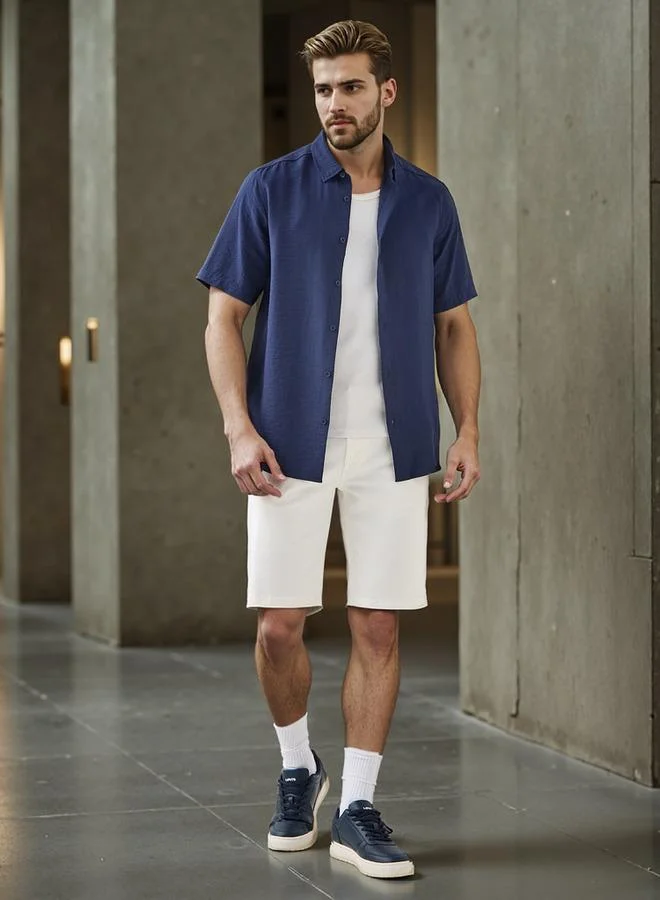 سبلاش فيڤ قميص بياقة بنقش مجعد بقصة عادية