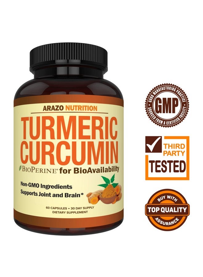 Arazo Nutrition Arazo Nutrition Turmeric Curcumin with BioPerine 1300mg with Black Pepper - Joint Support Nutritional Supplements - 100% Herbal Tumeric Root Capsules - Image 2