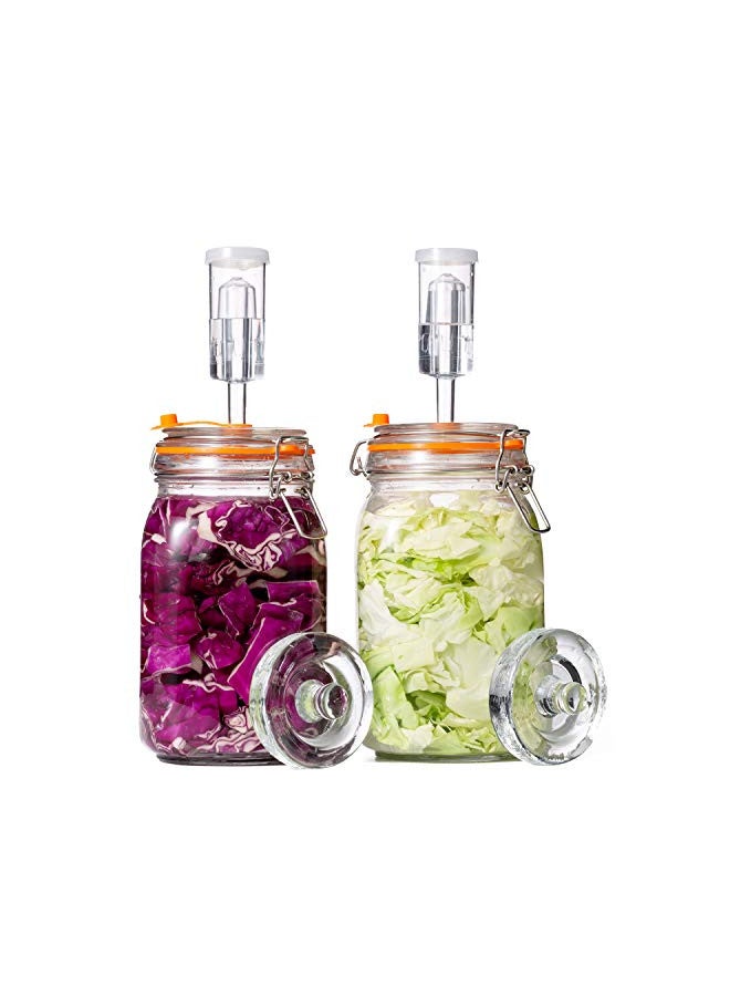 JILLMO Jillmo Fermentation Kit, 1.5 Liter Fermentation Jar with Fermenting Weights and Airlocks, 2 Pack  - Image 1