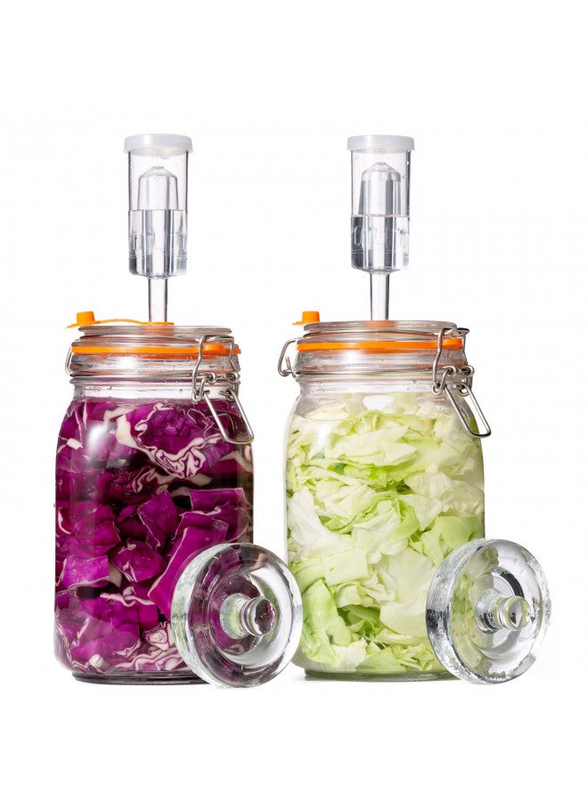 JILLMO Jillmo Fermentation Kit, 1.5 Liter Fermentation Jar with Fermenting Weights and Airlocks, 2 Pack  - Image 2
