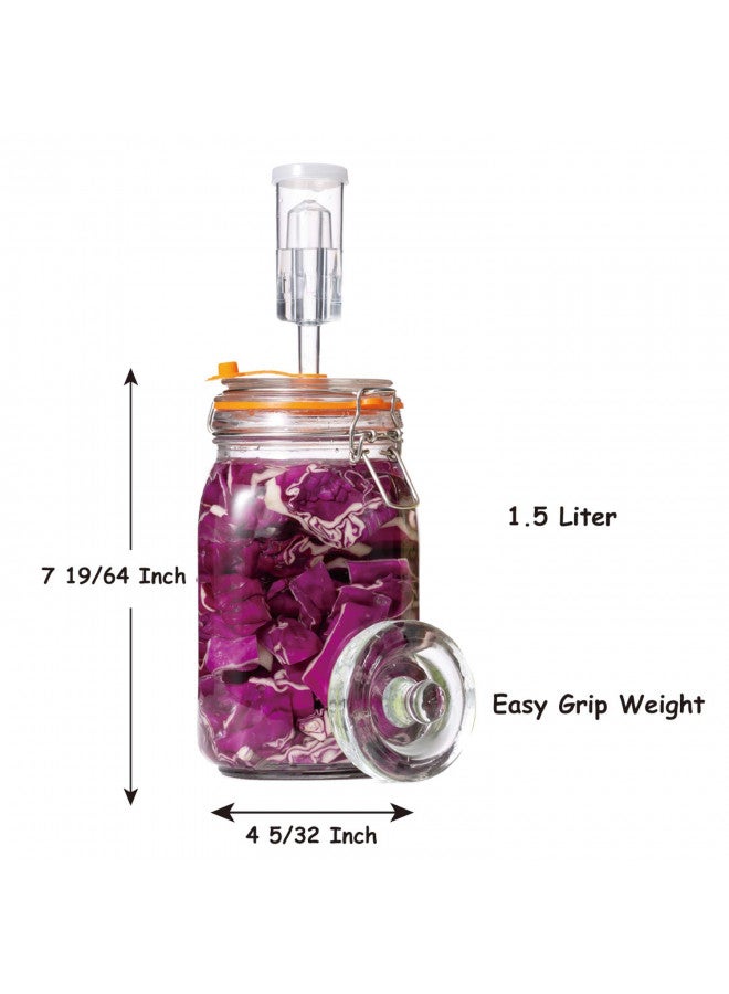 JILLMO Jillmo Fermentation Kit, 1.5 Liter Fermentation Jar with Fermenting Weights and Airlocks, 2 Pack  - Image 3