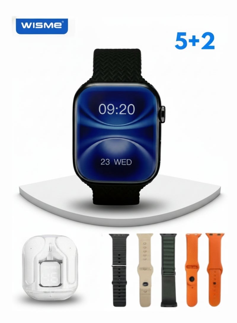 WISME WS X17 Smartwatch with Earbuds, Bluetooth Calling, HD Display, 5 Straps, Smart Watch For Men & Women - Android iOS - Image 1