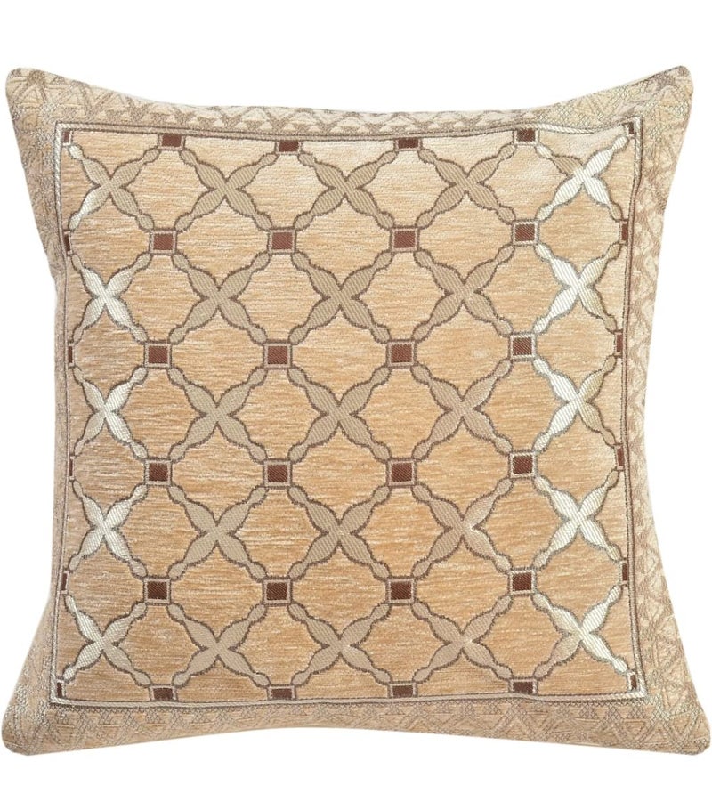 LOOMLYFE Jacquard Geomteric Cushion Covers 16 Inch X 16 Inch Set Of 5 Ethnic Motifs 240 TC Cushion Covers,Design- Cross,Color- Beige - Image 3