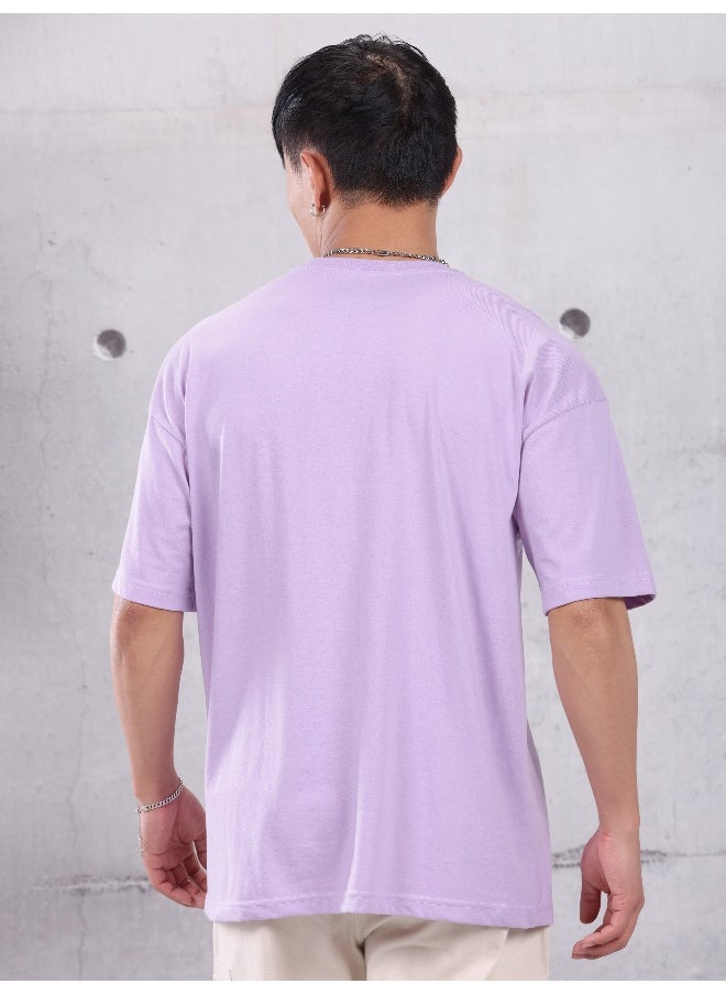 Beyoung Lilac Zip Sleeved Oversized T-shirt for Men  - Image 2
