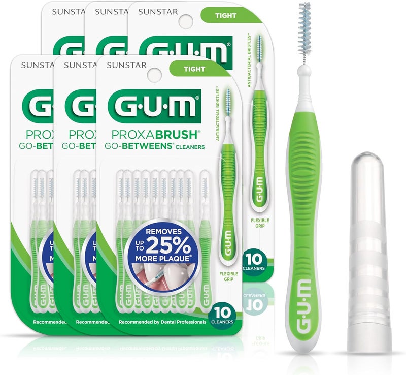 GUM Proxabrush GoBetweens  Tight  Interdental Brushes  Soft Bristled Dental Picks for Plaque Removal Health  Safe for Braces  Dental Devices 10ct 6pk - Image 1