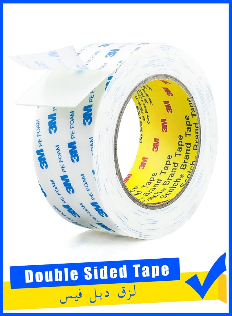 3M Double Sided Tape 5cm*3meter, Mounting Tape Heavy Duty, Removeable PE Foam Tape Strips, Strong Adhesive Tape Waterproof Free Damage for Paint Wall Picture Hanging Poster - Image 1
