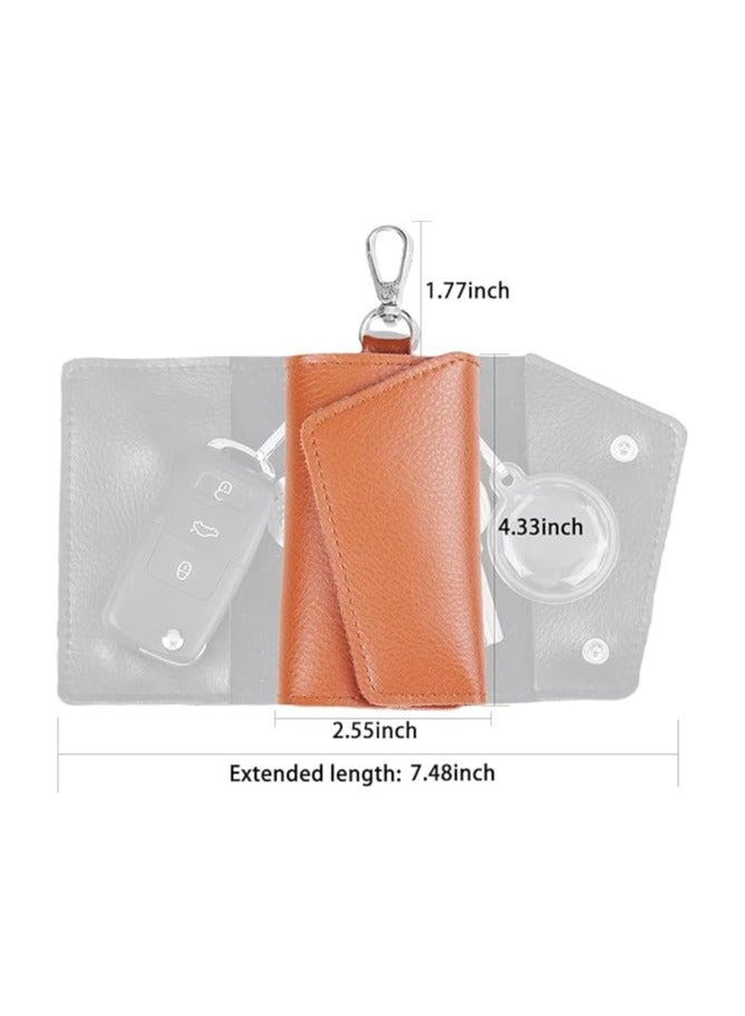 Large leather key case wallet with 6 hooks and keychains/rings - Image 3