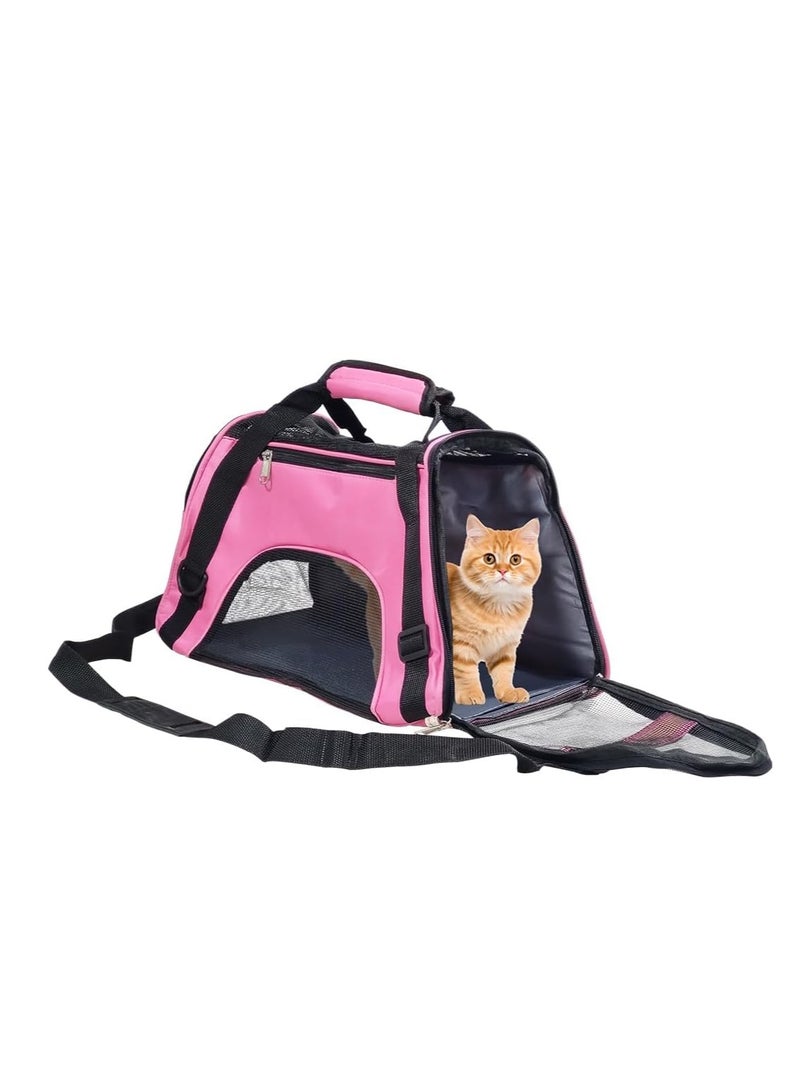 NNC PETS Portable pet carrier bag with Adjustable shoulder strap, Comfortable travel bag for small pets, Travel carrier bag with Mesh ventilation, Storage pocket, Easy handle & Washable 42 cm (Pink) - Image 1