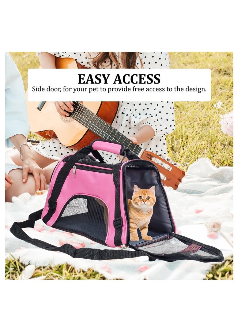 NNC PETS Portable pet carrier bag with Adjustable shoulder strap, Comfortable travel bag for small pets, Travel carrier bag with Mesh ventilation, Storage pocket, Easy handle & Washable 42 cm (Pink) - Image 5