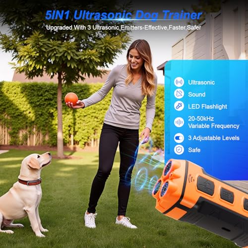Vogholic Dog Bark Deterrent Devices Anti Barking Device for Dogs 5in1 Solution for Dog Behavior Problems Safe Portable Flashlight & Beep for Small, Medium & Large Dogs Orange - Image 2