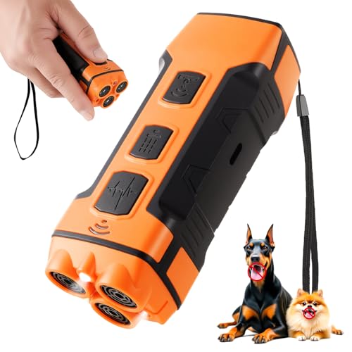 Vogholic Dog Bark Deterrent Devices Anti Barking Device for Dogs 5in1 Solution for Dog Behavior Problems Safe Portable Flashlight & Beep for Small, Medium & Large Dogs Orange - Image 1