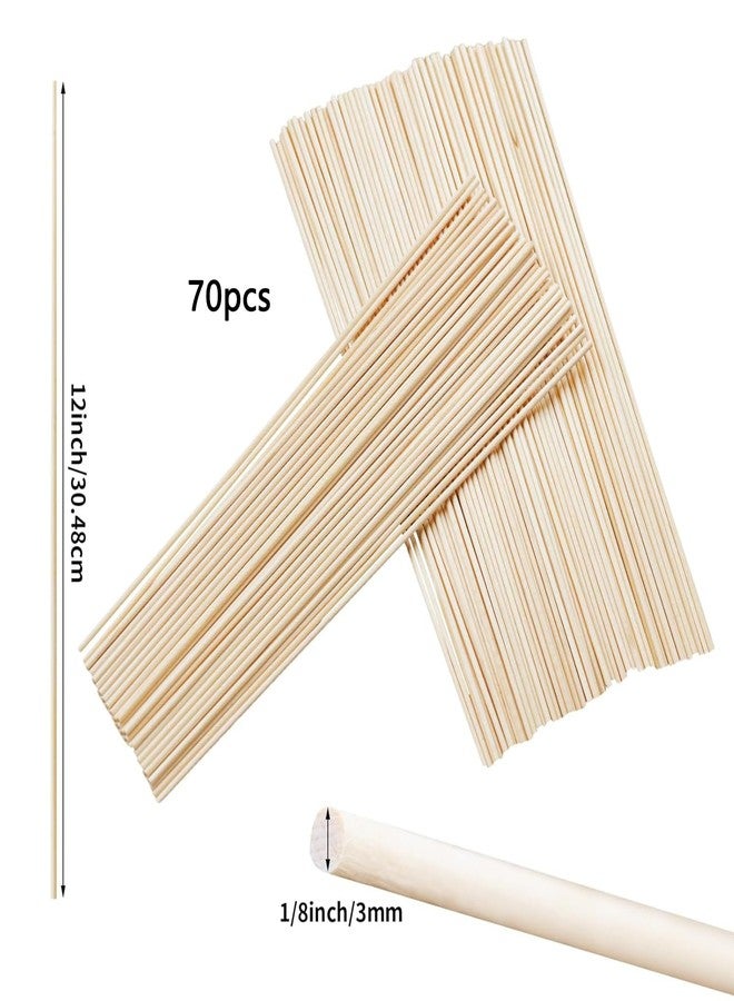 KTOJOY 70PCS Wooden Dowel Rods - 1/8x12 Inch Precut Hardwood Dowels for Crafting & Tiered Cakes - Image 2