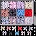 BELLEBOOST 600 Pcs Bow Nail Charms and Flatback Pearls Set 2, 11 Colors Shiny Cute Bow Charms Nail Jewels and 2-4mm White Nail Pearls for Nail Art DIY Decoration with Pickup Tools - Image 2