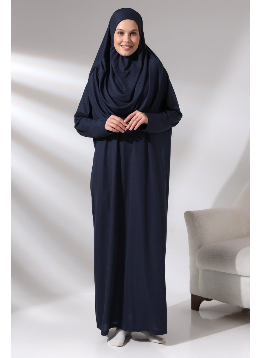 İhvan - ثوب صلاة نسائي من قطعة واحدة عملي باللون الأزرق الداكن مع حقيبة من İhvan - Image 1