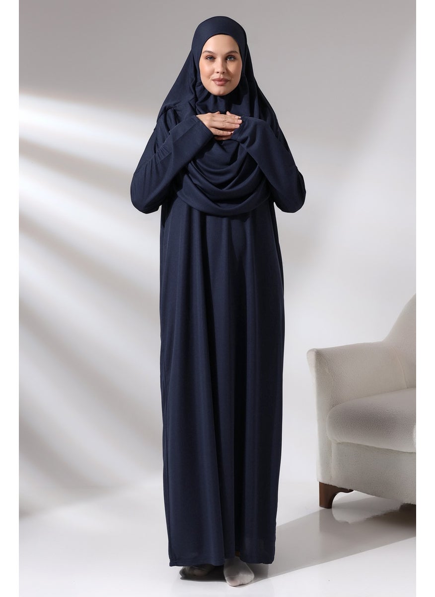 İhvan - ثوب صلاة نسائي من قطعة واحدة عملي باللون الأزرق الداكن مع حقيبة من İhvan - Image 1