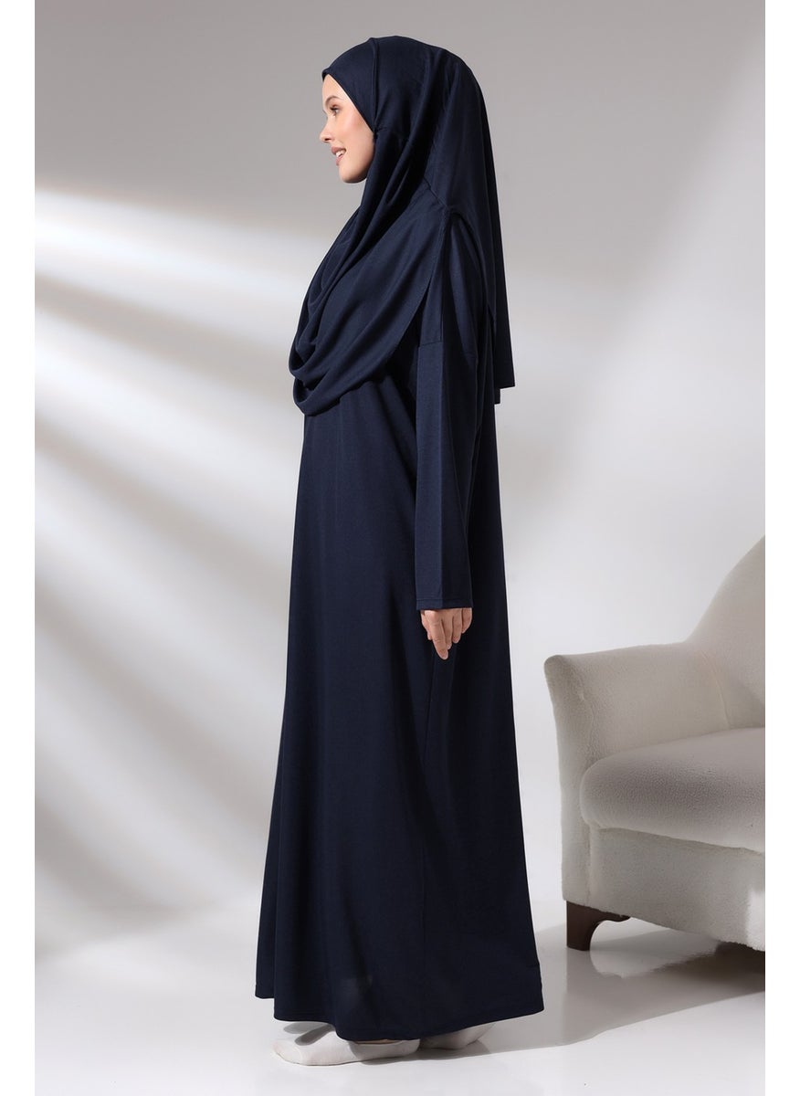 İhvan - ثوب صلاة نسائي من قطعة واحدة عملي باللون الأزرق الداكن مع حقيبة من İhvan - Image 1