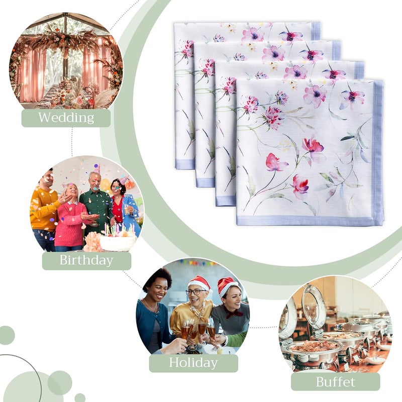 Maison d' Hermine Maison d Hermine Cloth Napkins Set of 4 100 Cotton Everyday Reusable Square Napkins Cloth Washable Dinner Party Wedding Restaurant SpringSummer Summer Floral 20 x 20 - Image 5