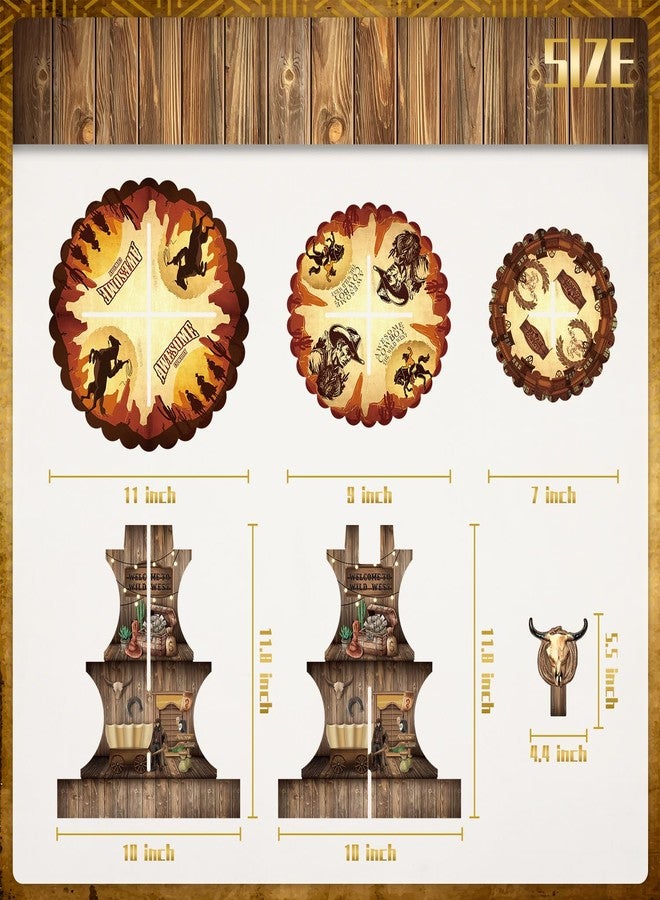 DodelyGz Western Cowboy Cupcake Stand,3 Tier Sturdy Cardboard Cupcakes Tower Holder And Western Cowboy Cupcake Toppers for Kids Man Boy's Wild West Cowboy Theme Birthday Party Baby Shower Party Decor - Image 3