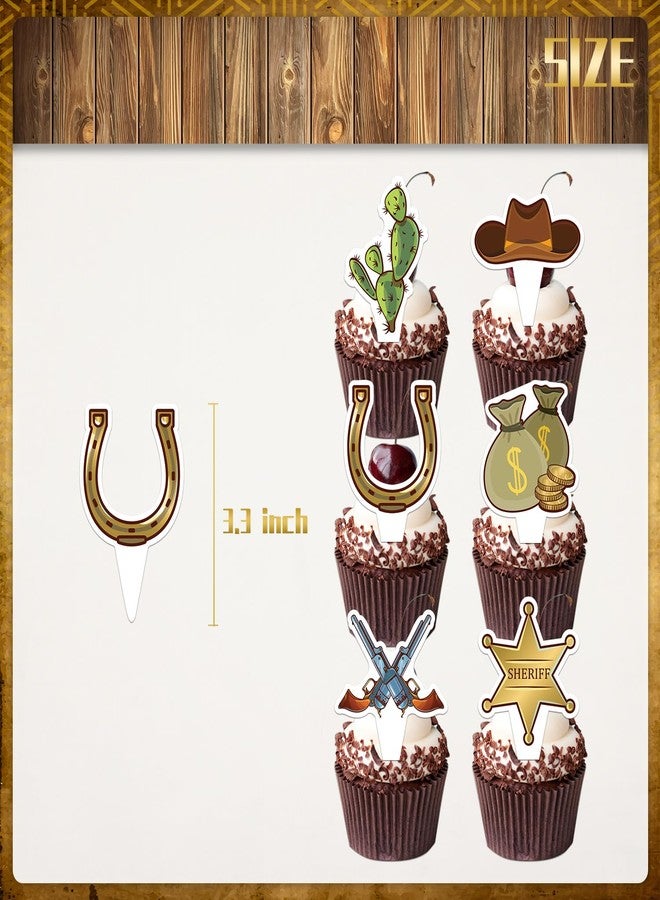 DodelyGz Western Cowboy Cupcake Stand,3 Tier Sturdy Cardboard Cupcakes Tower Holder And Western Cowboy Cupcake Toppers for Kids Man Boy's Wild West Cowboy Theme Birthday Party Baby Shower Party Decor - Image 4