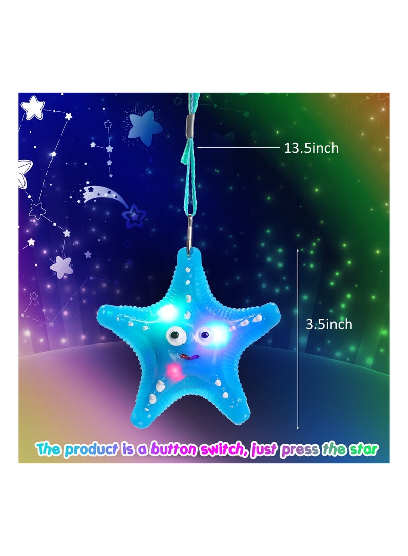 SOLARAE Flashing Crystal Star Necklaces, Cute Toy Jewelry with Light up Pendant, Princess Party Favors, Pretty Goodie Bag Fillers in Assorted Colors, Halloween Princess in the Dark Necklaces(24 pack ) - Image 5