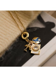 Gold-Plated Camera Passport Pendant Necklace 23679