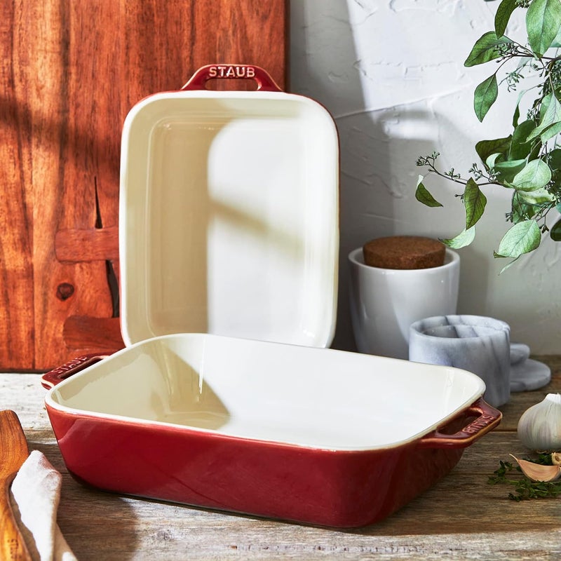 STAUB Ceramic Rectangular Baking Dish Set, 2 pc, Red - Image 4