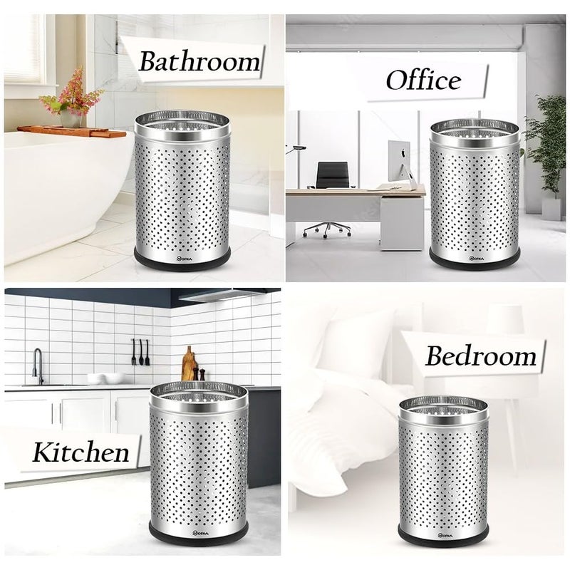 mofna Industries Stainless Steel Perforated Dustbin 7''x10''- 5 Litre For office and home bathroom - Image 5
