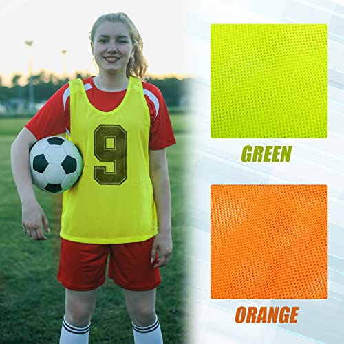 Vabean 24 Pack Nylon Mesh Scrimmage Team Practice Vests Pinnies Jerseys Train Vest for Adult Sport Basketball Soccer Football (Orange, Green) - Image 4
