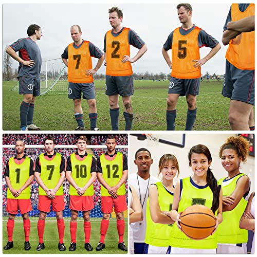 Vabean 24 Pack Nylon Mesh Scrimmage Team Practice Vests Pinnies Jerseys Train Vest for Adult Sport Basketball Soccer Football (Orange, Green) - Image 5