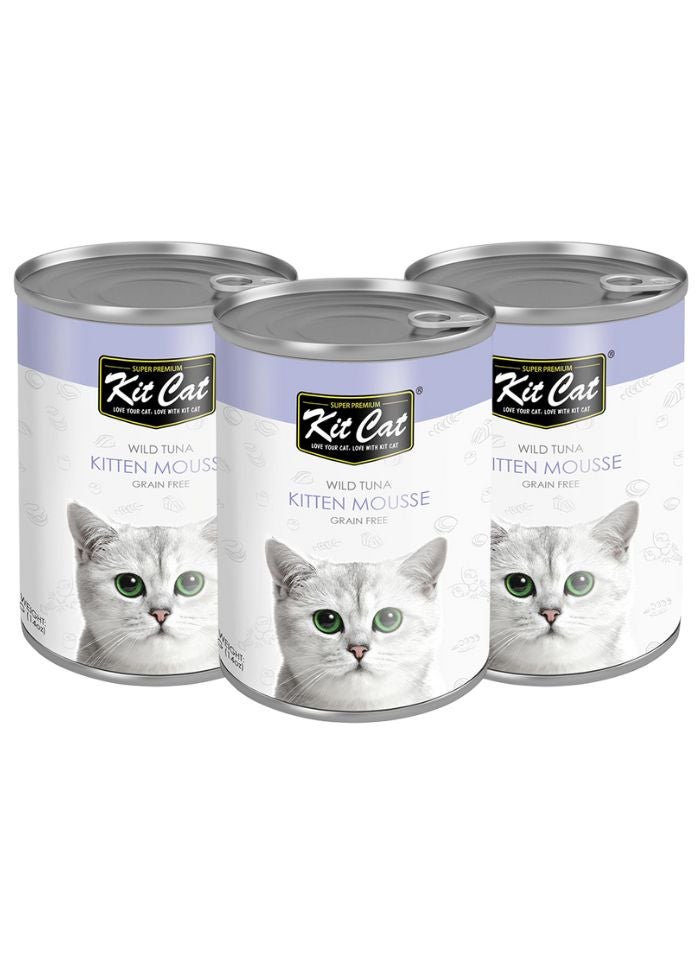 Kit Cat Wild Tuna Kitten Mousse Canned Cat Food 3x 400g - Image 1