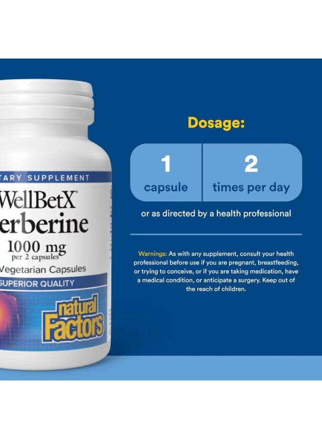 natural Factors WellBetX® Berberine, 60 Vegetarian Capsules (500 mg per Capsule) - Image 2