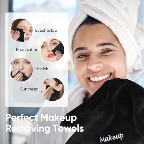 UNIMADE Makeup Remover Cloth, 12 Pack Black Facial Wash Cloths, Soft Coral Fleece Microfiber Towels for Face, Hand, and Bathroom(13" x 13") - Image 2