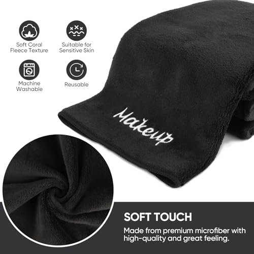 UNIMADE Makeup Remover Cloth, 12 Pack Black Facial Wash Cloths, Soft Coral Fleece Microfiber Towels for Face, Hand, and Bathroom(13" x 13") - Image 3