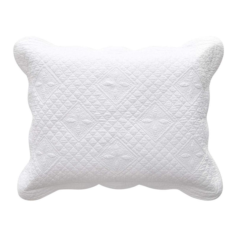 Calla Angel Sage Garden Luxury Pure Cotton Quilted Pillow Sham, Standard, 20x26, White - Image 1