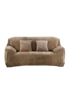 Lycra velor sofa cover set - jumbo size - 4 pieces-Café