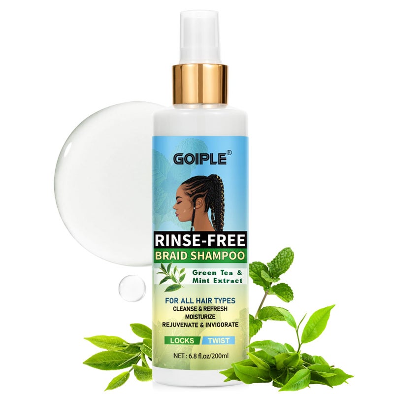 Goiple No-Water Braid Shampoo for Locs, Twists, Weaves - Rinse-Free, Dreadlock Shampoo for Build-Up, Odor, Itch & Flakes, No Residue, Chemical-Free, 6.8 fl oz - Image 1