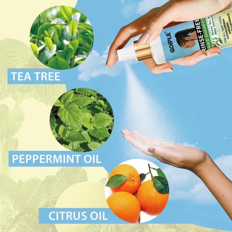 Goiple No-Water Braid Shampoo for Locs, Twists, Weaves - Rinse-Free, Dreadlock Shampoo for Build-Up, Odor, Itch & Flakes, No Residue, Chemical-Free, 6.8 fl oz - Image 2