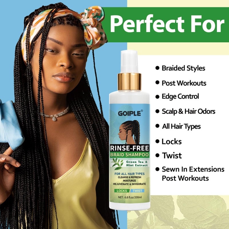 Goiple No-Water Braid Shampoo for Locs, Twists, Weaves - Rinse-Free, Dreadlock Shampoo for Build-Up, Odor, Itch & Flakes, No Residue, Chemical-Free, 6.8 fl oz - Image 5