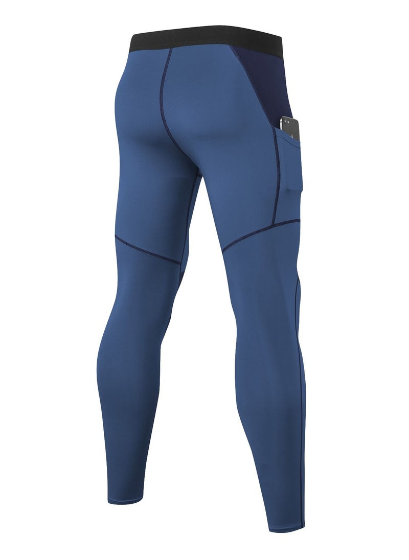 Loquat Men Quick Dry Breathable Elastic Running Trousers Blue  - Image 2
