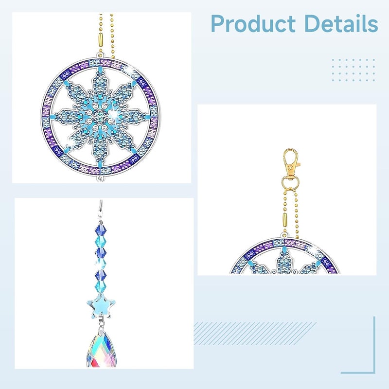 10 Pcs Crystal Rhinestone Art Kits, Snowflake Window Pendant Ornament, Acrylic Craft Set, 10.6 X 2.4 in - Image 2