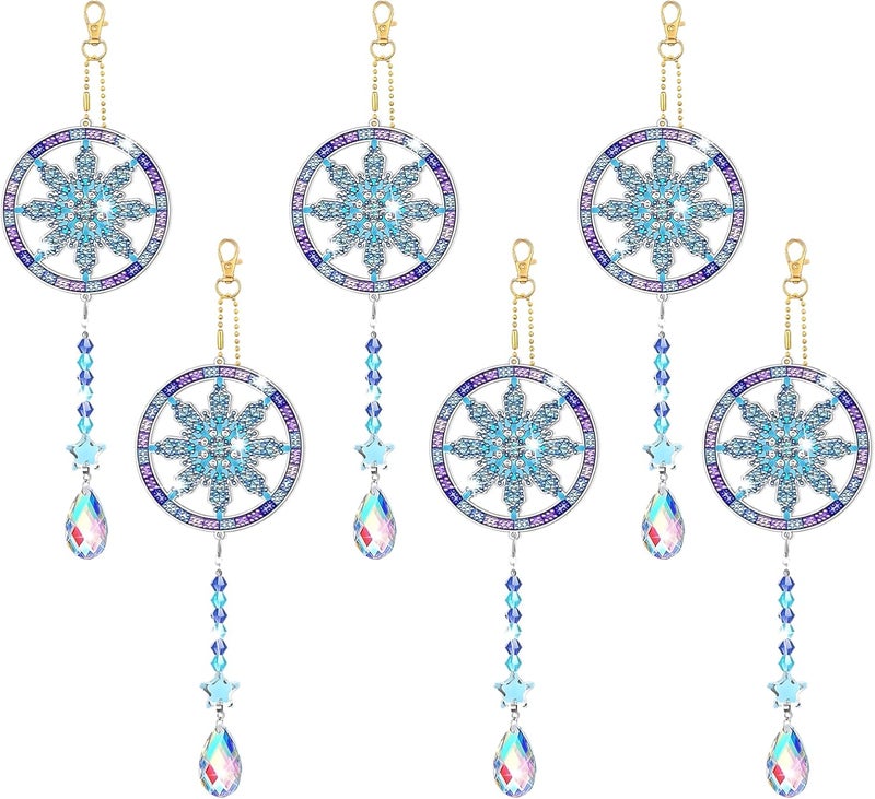 10 Pcs Crystal Rhinestone Art Kits, Snowflake Window Pendant Ornament, Acrylic Craft Set, 10.6 X 2.4 in - Image 1