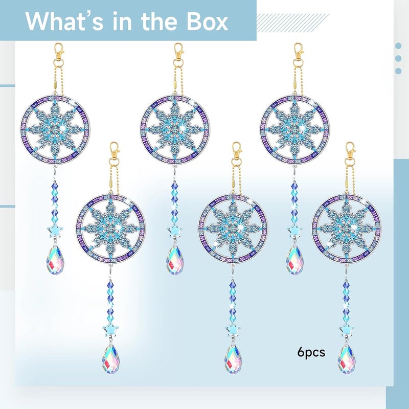 10 Pcs Crystal Rhinestone Art Kits, Snowflake Window Pendant Ornament, Acrylic Craft Set, 10.6 X 2.4 in - Image 3
