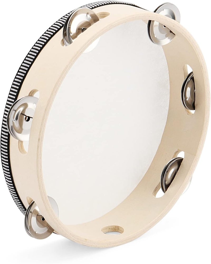 MANCHAP 3 Sizes Wooden Tambourine, Handheld Tambourine, Wooden Hand Drum with Jingle Bells, Percussion Musical Instrument for Rhythm Learning, Performance, 6 Inch, 8 Inch, 10 Inch - Image 5