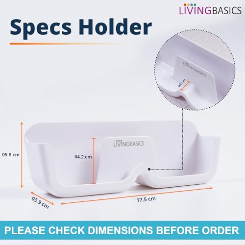 LIVINGBASICS 4 Pieces Specs Holder Wall Mounted/Sunglasses Display Case with Adhesive Sticker/No-Drill Display Stand/Specs Holder Plastic Case/Eyewear Case Shelving/Glasses Holder Plastic (White) - Image 3