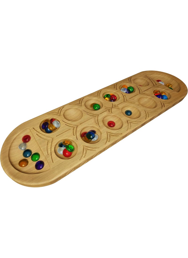 Pressman Classic Mancala Game  Features A FullSized Solid Wooden Board with Exquisite Detail Stones by Pressman For 2 Players  - Image 3
