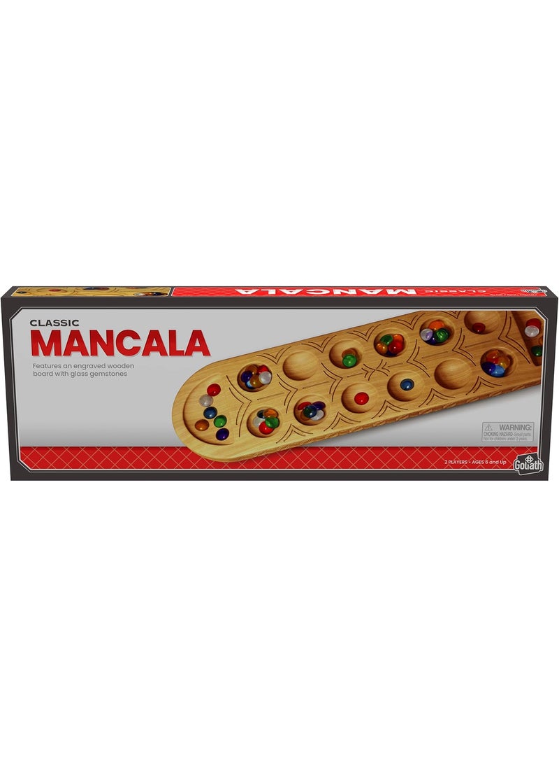 Pressman Classic Mancala Game  Features A FullSized Solid Wooden Board with Exquisite Detail Stones by Pressman For 2 Players  - Image 1