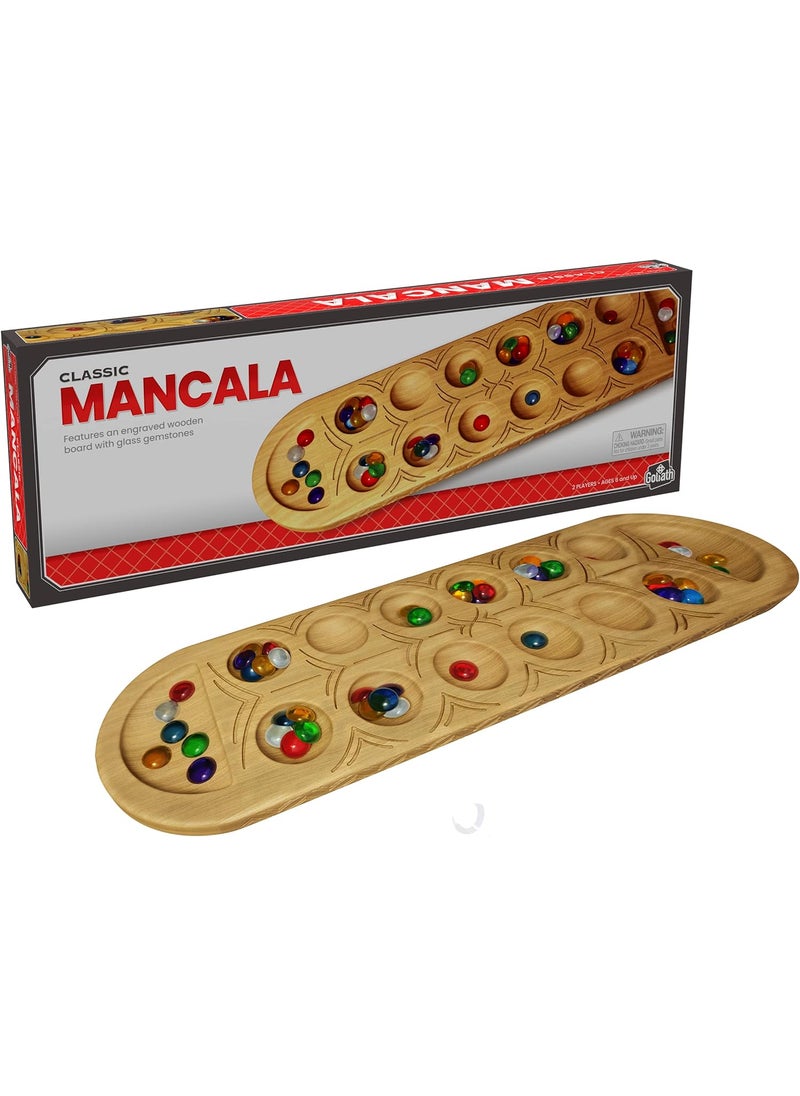 Pressman Classic Mancala Game  Features A FullSized Solid Wooden Board with Exquisite Detail Stones by Pressman For 2 Players  - Image 2