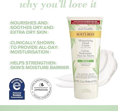 Burt's Bees Burts Bees Moisturising Hand Cream For Very Dry Hands and Sensitive Skin With Aloe Rice Milk 708 g - Image 3