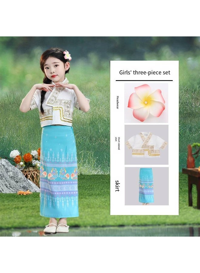 general Chinese Girls Top Skirt Dress Clothing headwear Outfit 3 pcs SET - Image 1
