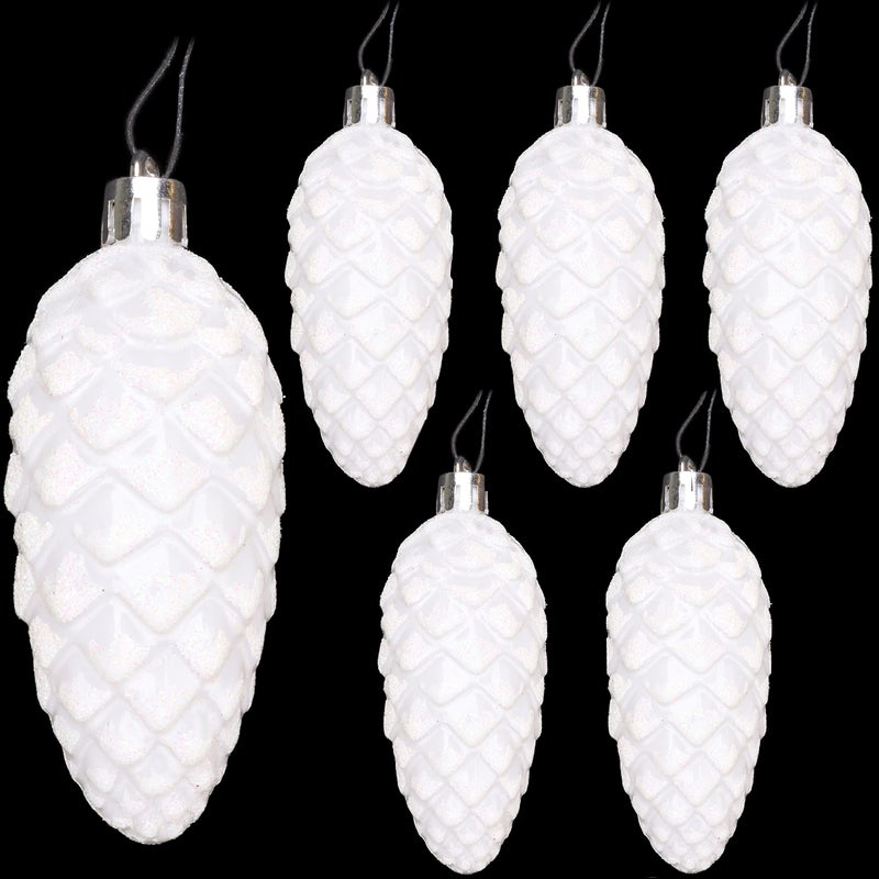 Christmas Concepts Pack of 690mm Pine Cone Baubles  Shiny and Glitter Decorated  Luxury Christmas Decorations White